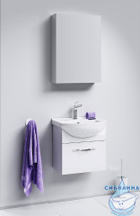 Тумба Aqwella Classic Аллегро 50 с раковиной Элеганс 50 белый глянец с одним ящиком