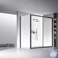 Душевое ограждение Veconi Rovigo 200x90 профиль черный, стекло прозрачное RV060B-20090-01-C5 (без поддона)