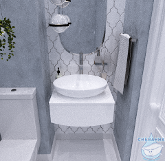 Тумба подвесная 1Marka Nega 60П белый глянец с раковиной Roll 53