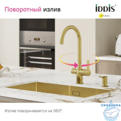 Смеситель для кухни с каналом для фильтрованной воды, матовое золото, Pure, IDDIS, PURMGFJi05