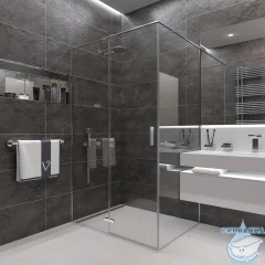 Душевое ограждение Veconi Ровиго 80x80 профиль хром, стекло прозрачное RV073-8080-01-C4 (без поддона)