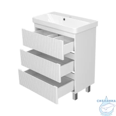 Тумба напольная Brevita Victory 70 белый матовый с раковиной Dreja Luxury 70