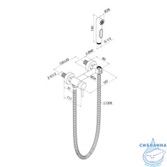 Смеситель с гигиеническим душем на эксцентриках, черный матовый, Tidy, Milardo, TIDBL15M08