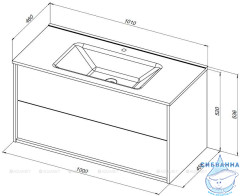 Тумба Aquanet Lino 100 с раковиной Flat 100 дуб веллингтон