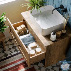 Тумба Aqwella Craft 60 дуб балтийский с раковиной Sanita luxe Best Shelf 43