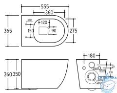 Унитаз подвесной безободковый Charus Black Estella Rimless EWC700-121B с сиденьем Soft Close (микролифт)