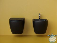 Унитаз подвесной безободковый, смыв торнадо Ceramicanova Metropol Rimless CN4002TMB с сиденьем быстросъемным Soft Close (микролифт)