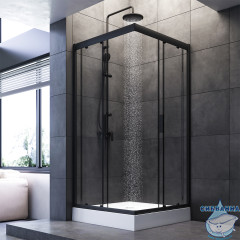 Душевое ограждение Am.Pm Gem W90G-403-090BT 90x90 профиль черный, стекло прозрачное (без поддона)