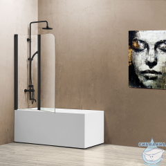 Шторка для ванны Vincea 114х140 профиль черный, стекло прозрачное VSB-12114CLB