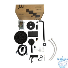 Комплект смесителей 2 в 1: Душевая система и смеситель для умывальника, черный матовый, Rora, Milardo, ROR0002M70