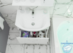 Тумба подвесная 1Marka Вита 65 (1 ящик) с раковиной Балтика 65 с 1 ящиком белый глянец