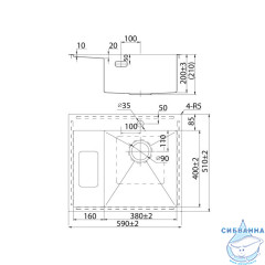 Мойка, нерж. сталь, сатин, чаша справа, 590*510, Haze, IDDIS, HAZ59SRi77
