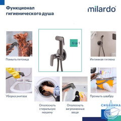 Встраиваемый смеситель с гигиеническим душем, графит, Rora, Milardo, RORGMR0M08