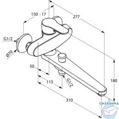 Смеситель для ванны Kludi Objekta 324910575