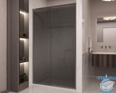 Дверь в нишу Vincea Stella 120 профиль вороненая сталь, стекло тонированное VDS-1ST120CGGM