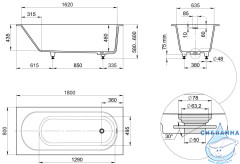 Ванна из искусственного камня Radostone Марселла 180х80