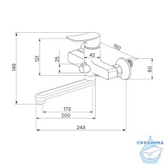 Смеситель для ванны, глянцевый хром, Demi, Milardo, DEMSB02M02