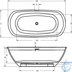 Ванна из искусственного мрамора Riho Bilo 165x77