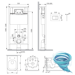 Инсталляция AM.PM с кнопкой смыва в комплекте с унитазом AM.PM Gem FlashClean c сиденьем Soft close (микролифт) IS70238.901701