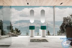 Раковина напольная 45 см ABBER Kristall AT2701White-Aquamarin