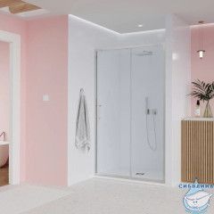 Дверь в нишу Veconi Эво 140 профиль хром, стекло прозрачное E1-CH-140-01-C9