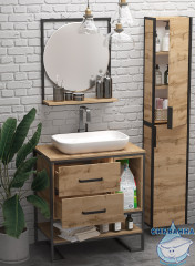 Тумба 1MARKA Grunge Loft 80Н дуб вотан с раковиной Акватон Infinity 60