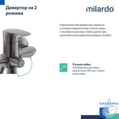 Смеситель для ванны с длинным изливом, графит матовый, графит матовый, Рора (Rora), Milardo, RORGM00M10
