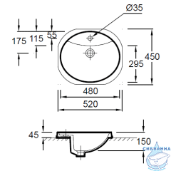 Раковина под столешницу 48 см Jacob Delafon Odeon E1357-00