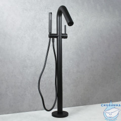 Смеситель для ванны напольный Calypso CS8 CS81003-6 с душевым гарнитуром (черный матовый)