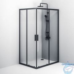 Душевое ограждение AM.PM Gem 120x90 W93G-404-120290-BT профиль черный, стекло прозрачное (без поддона)