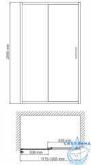 Дверь в нишу Wasserkraft Main 120 см профиль хром, стекло прозрачное 41S05