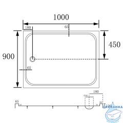 Душевой поддон ABBER AD3C109 100х90 прямоугольный, акриловый, белый
