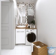 Тумба 1Marka Wash 50 белый со столешницей Wash 110 L белый глянец и раковиной  Roll 53