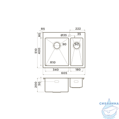 Кухонная мойка Omoikiri Akisame 60-2-IN-L 4993775 нержавеющая сталь