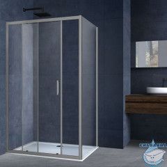 Душевое ограждение Vincea Alpha 120x80 профиль вороненая сталь, стекло прозрачное VSR-3AL8012CLGM