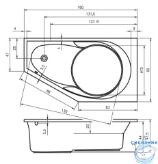 Акриловая ванна Riho Yukon 160x90 L с каркасом