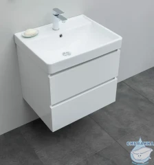 Тумба Aquanet Вега 70 с раковиной Aquanet Ирис 70 белый глянцевый