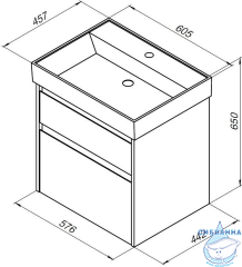 Тумба Aquanet Nova Lite 60 2 ящ. с раковиной Латина 60 белый глянец