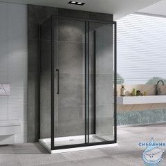 Душевое ограждение ABBER Schwarzer Diamant AG30150BH-S80B-S80B 150x80 профиль черный, стекло прозрачный (без поддона)