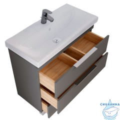 Тумба 1Marka Gaula 60Н черный с раковиной Moduo Slim 60