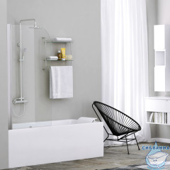 Шторка для ванны Wasserkraft Leine 35P01-80 80x140 профиль хром, стекло прозрачное 