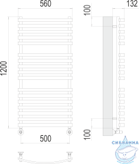 Полотенцесушитель водяной Terminus Капри П17 50х120 (нижнее подключение)