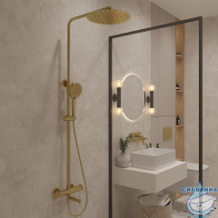 Душевая система Oliveeka Y-Line 300 1 режим OL-739902-BG (золото матовое)