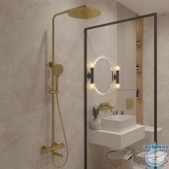 Душевая система Oliveeka Y-Line 300 1 режим OL-739902-BG (золото матовое)