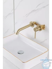 Смеситель для раковины встраиваемый Gappo G1206-3 (сатин золотой)