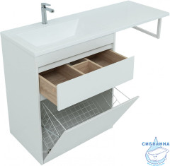 Тумба Aquanet Токио 68 239291 L белый глянец с раковиной Даллас 130