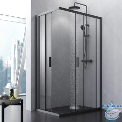 Душевое ограждение AM.PM Gem 120x80 W93G-404-120280-BT профиль черный, стекло прозрачное (без поддона)