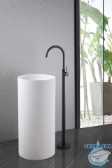  Смеситель для раковины напольный ABBER  Wasser Kreis AF8141B (без донного клапана) (черный матовый)