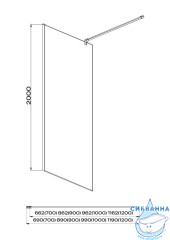 Walk in Aquatek 120х200 AQ WIW 12020GM профиль оружейная сталь, стекло прозрачное 
