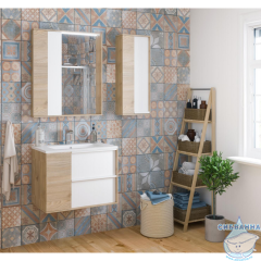 Зеркальный шкаф Акватон Бостон 60 1A240202BN010 белый/дуб эврика